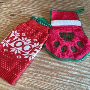 Red Holiday Dog Sweater and Stocking Set